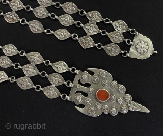 Antique Pair of Turkmen - Yomud Traditional Silver Hair Jewelry & Headpiece Accessories. Turkmen Art Collector Jewelry. Excellent Condition Circa - 1900 Size - ''37.5 cm x 6.5 cm'' - Weight :  ...