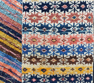 Azerbaijan Tribal sumak woven panel. A rare survived mix technique sumac woven panel. Amazing saturated colors with natural patina showing its age and beauty. Size - 52'' x 14'' x 2'' -  ...