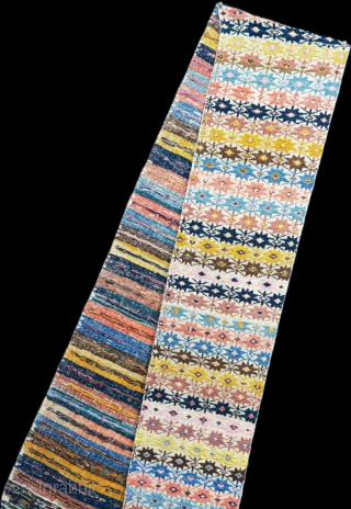 Azerbaijan Tribal sumak woven panel. A rare survived mix technique sumac woven panel. Amazing saturated colors with natural patina showing its age and beauty. Size - 52'' x 14'' x 2'' -  ...