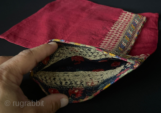 Antique Turkmen - Tekke Tribe fine silk embroidered robe cuffs. Circa - 1920s İt is in great condition. Size - Height : ''24 cm x Upper part : 16 cm x Lower  ...