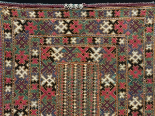 Antique Silk Embroidered Baluch Hanging Decoration with Silver & Colorful. Size - ''36 cm x 37 cm''  turkmansilver@gmail.com              