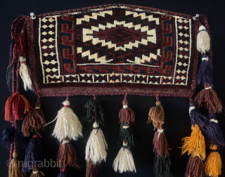 Antique Turkmen - Yomud pair of mini asmalyk & trapping. All very fine wool woven for dowry items and they are kept on their walls. Saturated natural colors. All tassels survived in  ...