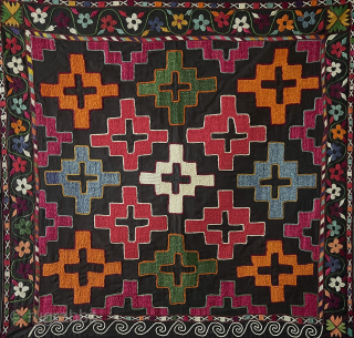 Tajikistan Lakai Silk Embroidered Aina Khalta & Mirror Cover. İt is fine chain stithed embroidery on cotton. Natural colors and great condition. Lined with printed Russian cotton. Size - ''65 cm x  ...
