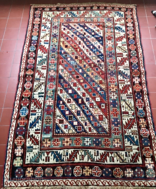 Nice Gendje rug. Great antique weaving from rural Caucasus.                        