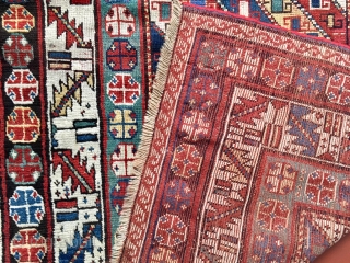 Nice Gendje rug. Great antique weaving from rural Caucasus.                        