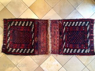 Great Bakthiari or Luri double bag. Lovely pile and dyes. 44 cm x 41 cm each. All in all 109 cm x 41 cm         