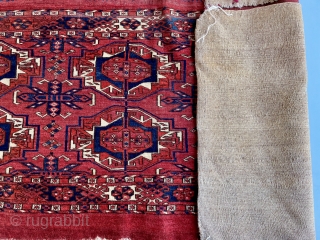 Unusual Tekke six Gul Torba with natural dyes and extremly rare design. Nice big size: 123 cm x 52 cm.             