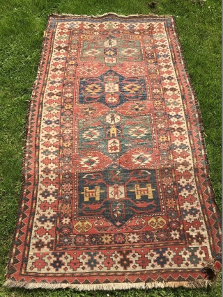 Great Caucasian rug from Karabagh probably made by Shahsavan!! Deep from the 19th century. Size: 220 cm x 112 cm approx. Some problems on the sides and lower pile in the lower  ...