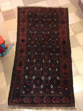 Silky Baluch with great dyes and wool! Super tribal border! 160 cm x 90 cm approx. and washed               