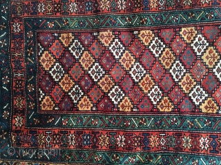 Wool on wool kurdish Beauty. Washed and only natural dyes. Great size: 1,9m x 1m. What a green! Around 1880.             