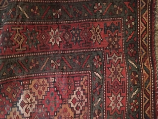 Wool on wool kurdish Beauty. Washed and only natural dyes. Great size: 1,9m x 1m. What a green! Around 1880.             