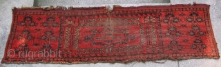 Turkoman Beshir Ersari large torba face, cca 1875.

Wool on animal hair. 78" x 23" (195cm x 53cm). 
Good preservation for age with low pile areas. See photos. 
This is one of a  ...