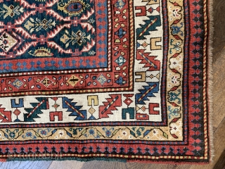 Rare antique green ground Gendje rug very good condition size 200 x 126 cm ca 1880
                 