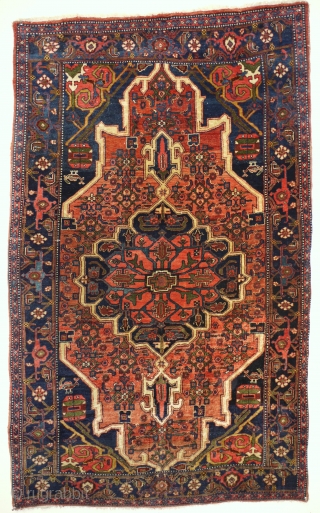 nice antique Bijar rug in excellent full pile condition first qtr 20C size 173 x 103 cm. Cotton foundation colours all seem natural. Just back from deep clean 100% floor ready  