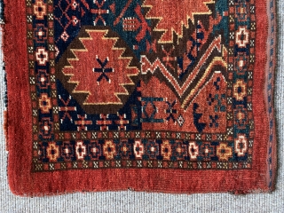 here is a nice Ersari trapping ca 1880 size 139 x 51 cm natural dyes great wool good condition slight loss to top and bottom middle has been secured also hand washed.  ...