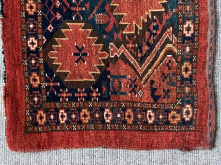 here is a nice Ersari trapping ca 1880 size 139 x 51 cm natural dyes great wool good condition slight loss to top and bottom middle has been secured also hand washed.  ...