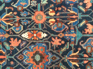 Nice Bijar rug just in needs a clean size 225 X 133. All wool, colours all seem natural small amount old repair to bottom border (see detail ) half guard missing at  ...