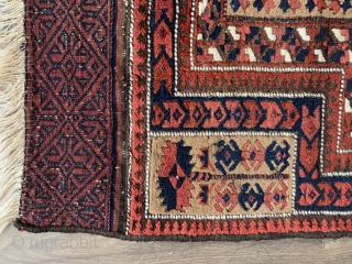 Here is a lovely antique camel ground Baluch prayer rug ca 1880.   Super soft camel wool field very finely knotted  187 k p s I ( 11 horizontally 17  ...