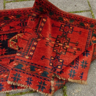 Lovely antique ersari trapping with amazing colour ca 1880 size 185 x 52 cm.   all wool and natural dyes basically full pile has been hanging on a wall clips on  ...