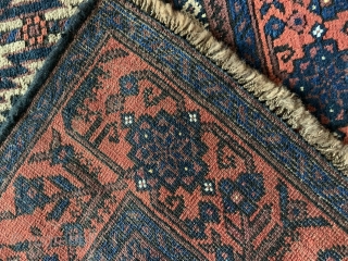 Beautiful antique Baluch rug in excellent condition. Camel pile  and warps unusually. So called Arab Baluch size 2-3 x 112 cm all natural dyes pre 1900      