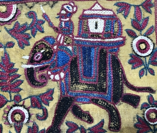 Lovely antique Indian Jain embroidered book cover with elephants
Size 29 x 15 cm                    