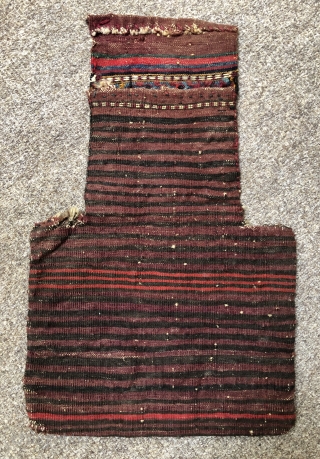 Antique flatwoven salt bag made by the Kurds of Khorassan ca 1910 size 52 x 33 cm
Original back excellent condition all wool and natural dyes fine quality      