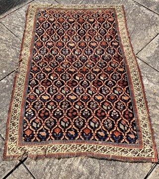  here is a lovely early 19 c shirvan rug around 200 years old.  Size 153 x 102 cm.  Beautiful floral lattice design very fine field is in pretty good  ...