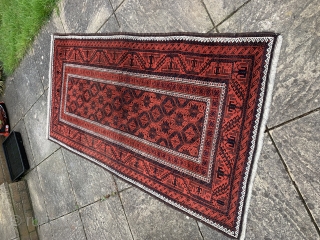  lovely antique Baluch rug that just arrived in excellent condition no repairs original goat hair selvedges and partial kelim finishes.  Size 207x 107 cm made around 1900 on the north  ...