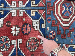  nice antique Turkish Bergama rug from the 3 rd qtr of the 19 c.  Classical design it has good quality old repairs including to ends and sides that have slightly  ...