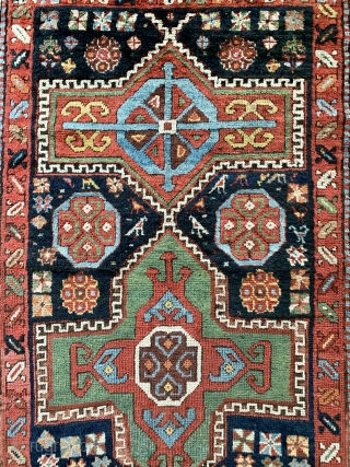 just look at the colours on this wonderful antique shahsavan rug fragment from the mid 19 c they don’t get much better. Also the softest wool size is 123 x 104 cm.  ...