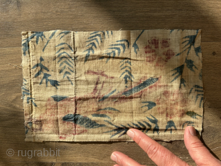 cool 18 c Indian coramandel coast block printed textile with a bird.  Great colour perfect for mounting. Or framing Available 28 x 18 cm        
