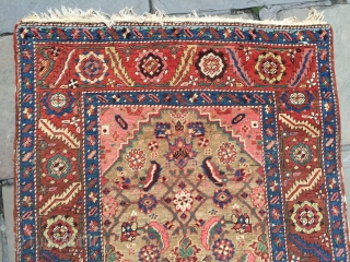 Very nice antique Bakshaish runner ca 1880 size 410 X 102 cm.
Natural dyes wool pile cotton foundation generally good condition bit of wear one corner detailed kelim finish one
End. Original selvedges present  ...