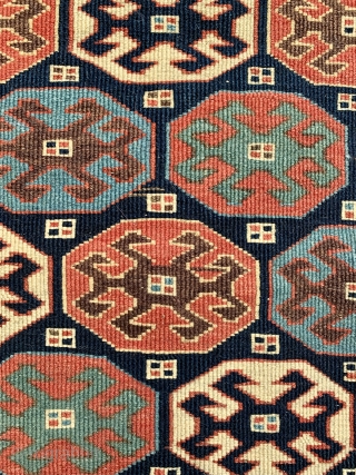 beautiful antique Shasavan reverse sumac bag from an American collection.  This design normally found in mafrash panels much rarer in bags and this one has rare cruciform border. All wool and  ...