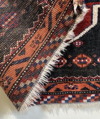 Nice antique Afshar (?) bagface ca 1880.  All wool natural dyes size 73 x 57 cm. 
these are generally thought to be afshar but the colours suggest veramin to me.   ...