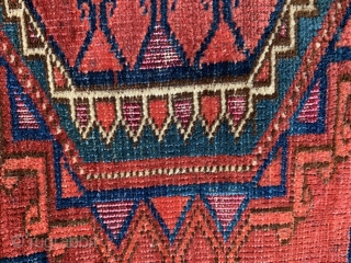 Lovely  Tekke chuval with turreted guls  from the first half of the 19 c.  Super fine and thin with a floppy handle like cloth. Saturated colours including a true  ...