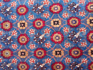 Nice antique Veramin rug late 19C - 80" x 57".
Good size it has all natural dyes, complete ends and sides but has some spotty wear to field and small chunk out of  ...