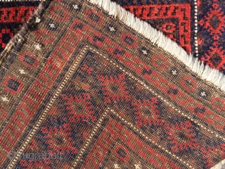 Super antique north east Persian  Baluch bag ca 1880 has great wool and glowing colour the nicest of this type I have had with yellow silk highlights around the Gul centres.  ...