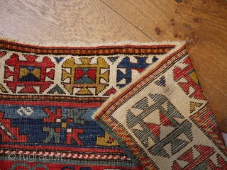 super antique Karachop rug late 19C all wool and natural dyes size 235 x 176 cm.  Lovely colours including aubergine on a glowing red field. Generally even wear slightly low to  ...
