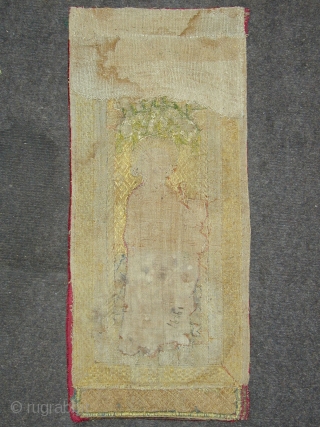 Orphrey panel from a 15C Flemish Chasuble. 
Very well preseved figure and fantastic gold thread work.
                 