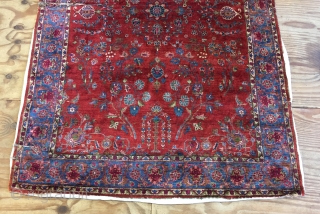 Really lovely antique all silk kashan rug ca 1880 natural dyes very fine but unfortunately cracking around outside borders and has two splits and a worn fold.  It is lightly tacked  ...