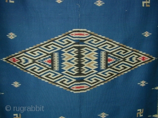 a weaving from the "Rio Grande" tradition, i.e., from central and northern New Mexico that has a lot of mexician Saltillo serape influence ca 1910-1930 size  80" X 51".  Made  ...