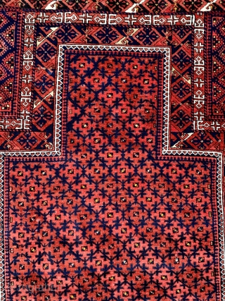 just in an antique Baluch rug with outstanding natural dyes very fine weave  with super soft velvety wool. From Meshed area of north east Persia made ca 1900 lots of white  ...