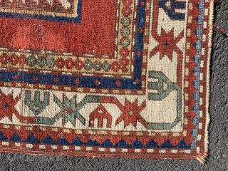 Rare early 19 c fachralo prayer rug with open white ground.
Beautiful piece with great colours but has been attacked by moths at some stage. Has now been deep cleaned  so totally  ...