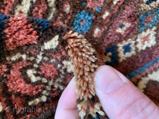 Antique uzbek torba Open left knotting all wool Size 112 x 49 cm all wool the orange has top faded but is probably  natural.  Late 19 c I would say.  ...