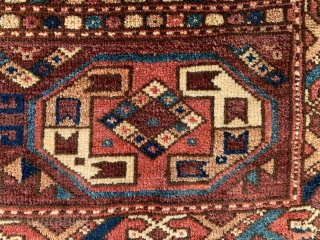 Antique uzbek torba Open left knotting all wool Size 112 x 49 cm all wool the orange has top faded but is probably  natural.  Late 19 c I would say.  ...