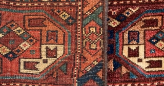 Antique uzbek torba Open left knotting all wool Size 112 x 49 cm all wool the orange has top faded but is probably  natural.  Late 19 c I would say.  ...