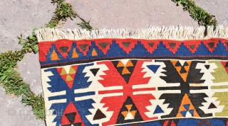 Antique Turkish kilim. Perfect condition. 4.7x 12.8 ft (143x 390 cm)                      