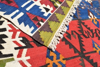 Antique Turkish kilim. Perfect condition. 4.7x 12.8 ft (143x 390 cm)                      