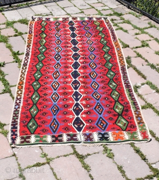 Antique Turkish kilim. Very good condition. 5x 13.6 ft (155x415 cm)                      