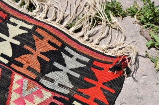 Turkish kilim rug. Needs some restoration but still very original and beautiful. 4.4x 11 ft (135x 330 cm)               